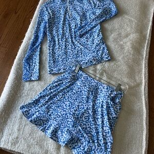 Gottex Blue and White Patterned Apparel